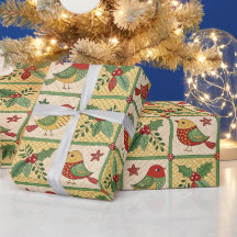 Noël Vintage Oiseau Houx Baie Cottagecore