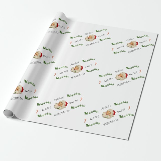 Papier Cadeau Noël vintage Père Noël (Déroulé)