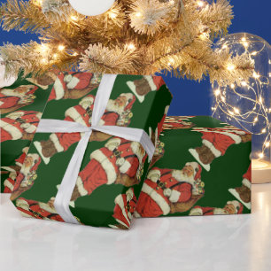 Papier Cadeau Noël vintage, Père Noël victorien avec des jouets