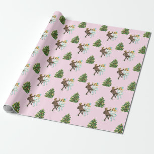 Papier Cadeau Noël Vintage pour enfants dansants