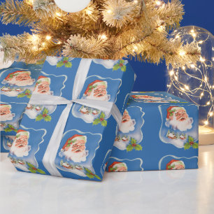Papier Cadeau Noël Vintage, Retro Jolly Santa Claus