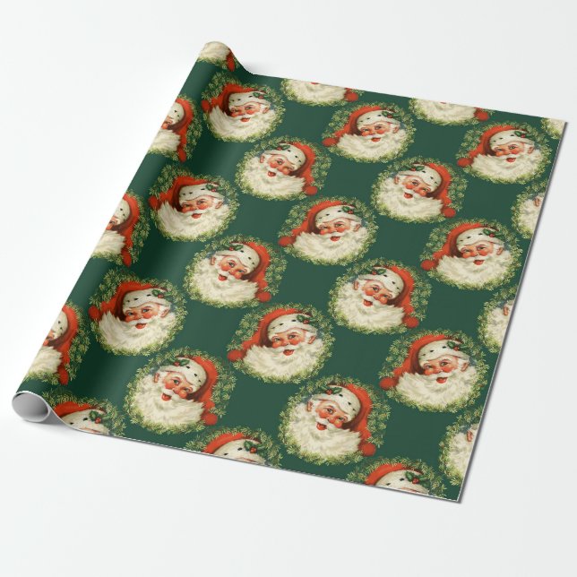 Papier Cadeau Noël Vintage Santa Claus (Déroulé)