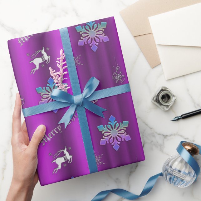 Papier Cadeau Noël violet luxueux (Cadeaux)