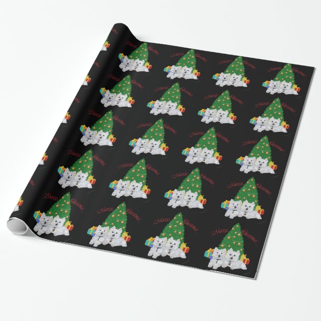 Papier Cadeau Noël Westie (Déroulé)