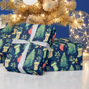 Papier Cadeau Noëls Arbres Berries Noël
