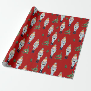 Papier Cadeau Noëls bleus de Noël sur rouge