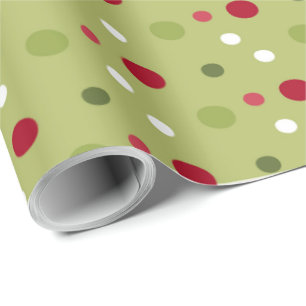 Papier Cadeau Noëls rouges, blancs et verts avec support vert