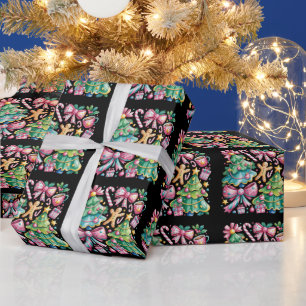 Papier Cadeau Noeud papillon floral prépa pour arbre de Noël Coq