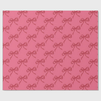 Papier Cadeau Nœuds coquettes rose rouge minimalistes et mignons