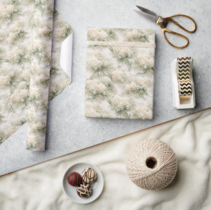 Papier Cadeau Nœuds de mariage, rubans et fleurs d'hortensia