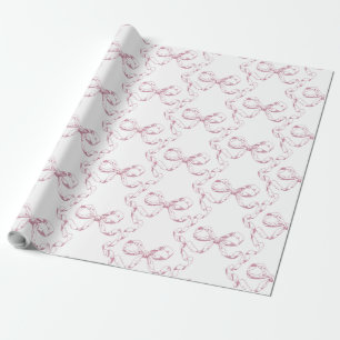 Papier Cadeau Nœuds Prépa Fille Élégants Vintage Toile Rose