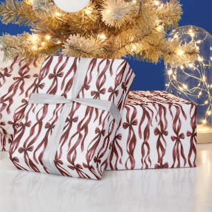 Papier Cadeau Noeuds Rouges Blancs Noël