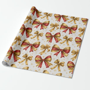 Papier Cadeau Noeuds rouges et dorés de Noël
