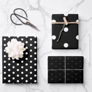 Papier cadeau noir blanc broché noir intemporel