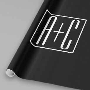 Papier Cadeau Noir & Blanc   Initiales de couples