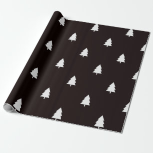 Papier Cadeau Noir blanc moderne Motif d'arbre de Noël nordique