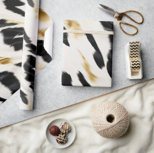 Papier Cadeau Noir Blanc Or Cowhide Anniversaire