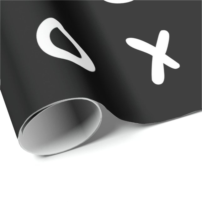 Papier Cadeau Noir & Blanc X O XO XO Mignonne tendance (Coin rond)