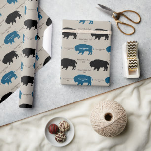 Papier Cadeau Noir Brown Bleu Rustique Buffle Couleurs Personnal