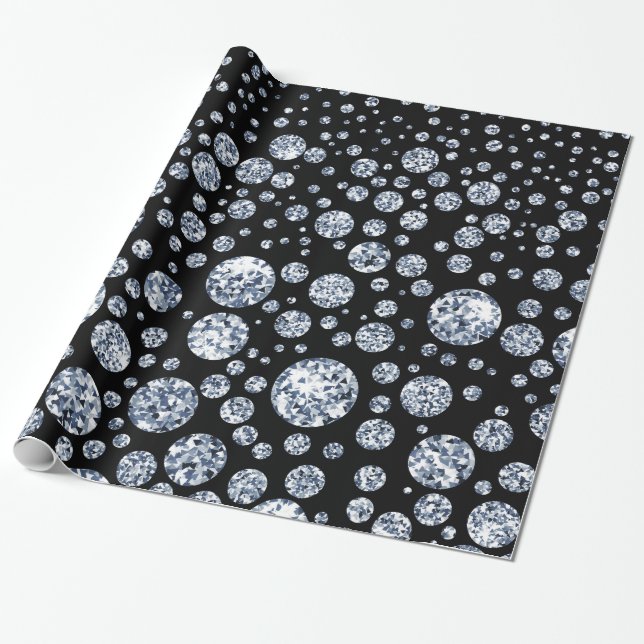 Papier Cadeau Noir cristal argenté (Déroulé)
