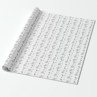 Papier Cadeau noir de petit impression, blanc, lapin gris
