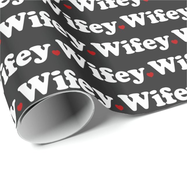 Papier Cadeau Noir de typographie de Wifey (Coin rond)