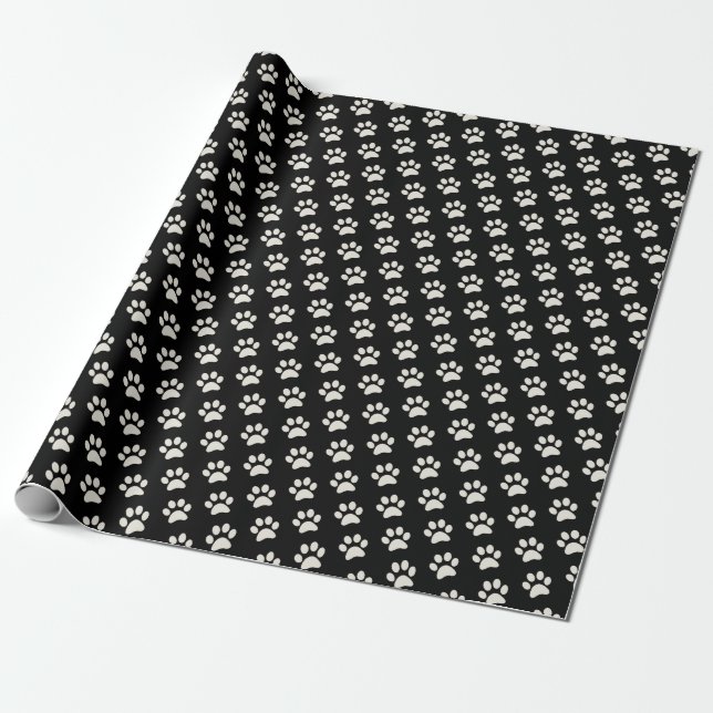 Papier Cadeau Noir et blanc animaux de motif d'empreinte de (Déroulé)