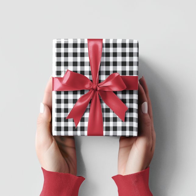 Papier Cadeau Noir et blanc classique En vichy Noël (Créateur téléchargé)