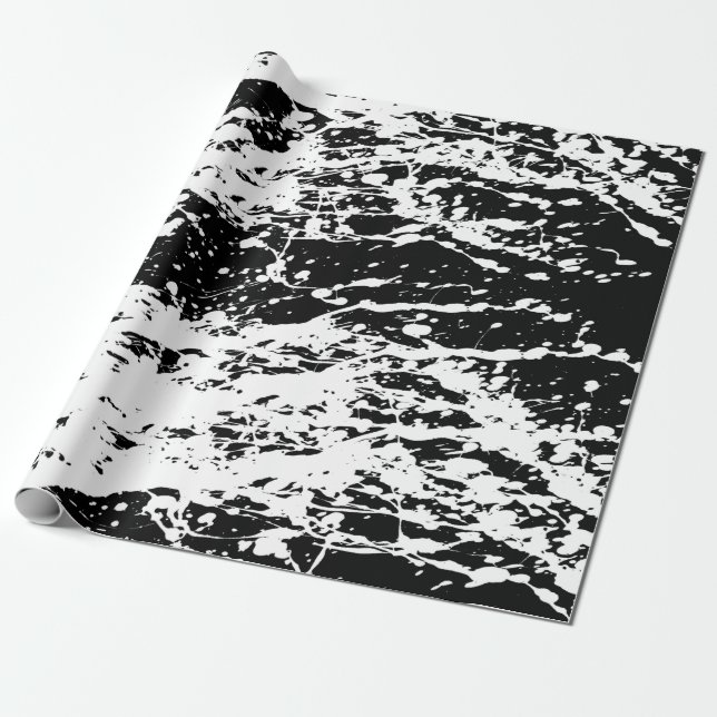 Papier Cadeau Noir et blanc détendu Peinture (Déroulé)