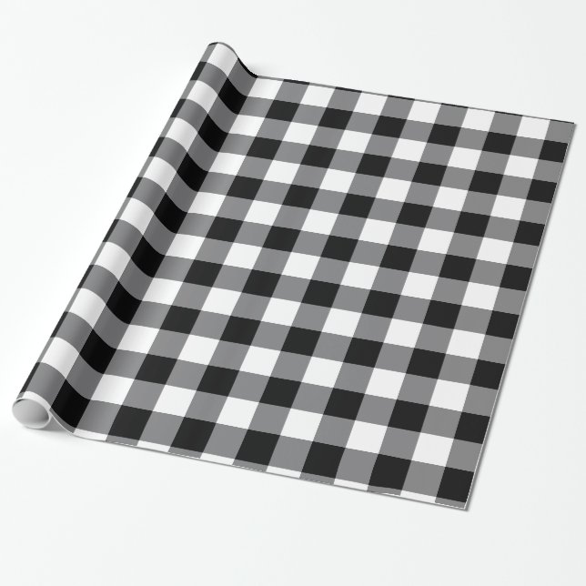 Papier Cadeau Noir Et Blanc En vichy (Déroulé)
