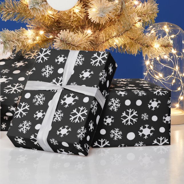 Papier Cadeau Noir et blanc Flèches de neige modernes Noël (Vacances)