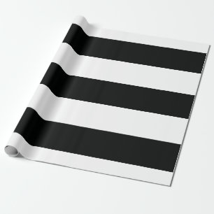 Papier Cadeau (Noir et blanc   horizontal) personnalisable rayé