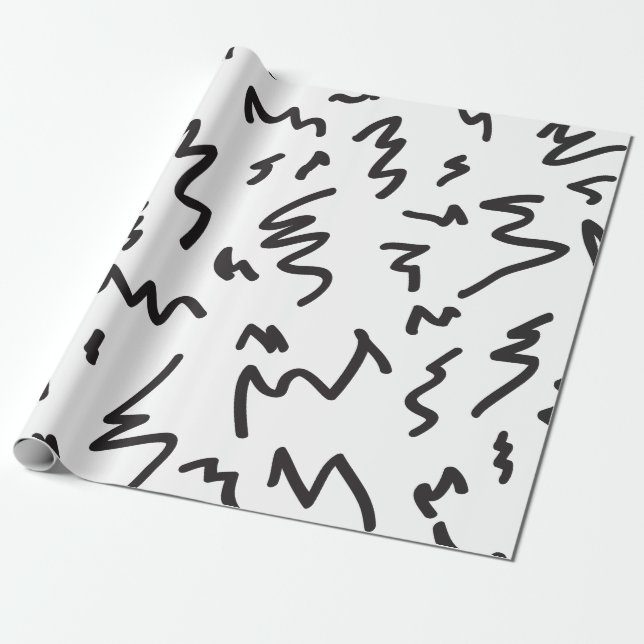 Papier Cadeau Noir et blanc moderne abstrait (Déroulé)