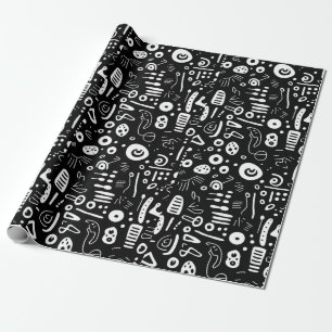 Papier Cadeau noir et blanc monochrome minimaliste surréaliste