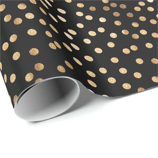 Papier Cadeau Noir et papier d'emballage de points de ville de (Coin rond)