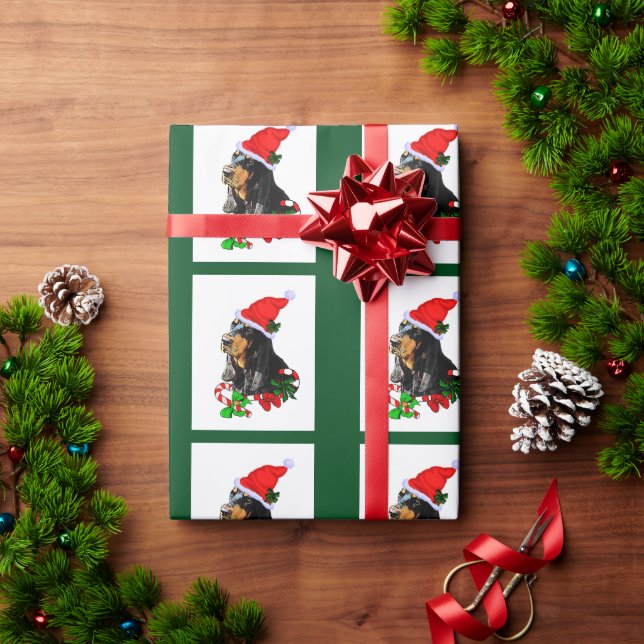 Papier Cadeau Noir et Tan Coonhound Noël (Cadeau de vacances)