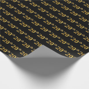 Papier Cadeau Noir, événement d'or de Faux 20ème (vingtième)