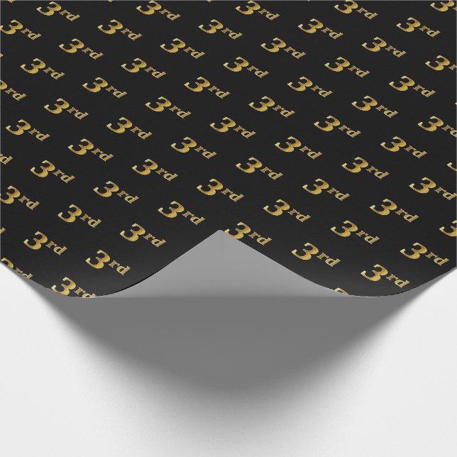 Papier Cadeau Noir, Faux Gold 3e (troisième) Enveloppement d'évé (Coin)