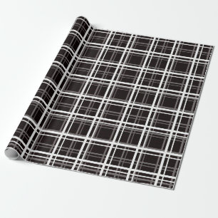 Papier Cadeau Noir Fenêtre Plaid Grid Stripes Design Motif