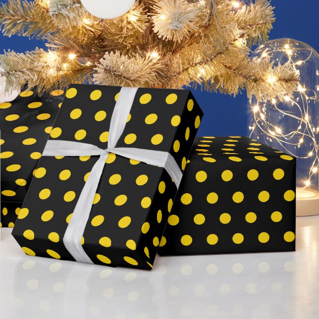 Papier Cadeau Noir Jaune Points Simples Minimal (Vacances)