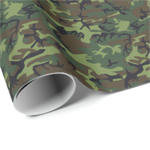 Papier Cadeau Noir moderne de brun de vert chassant le