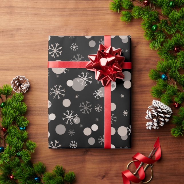 Papier Cadeau Noir noir Brown neutre Boho hiver Noël (Cadeau de vacances)