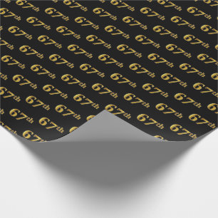 Papier Cadeau Noir, Or Faux 67e (Soixante-Septième) Événement