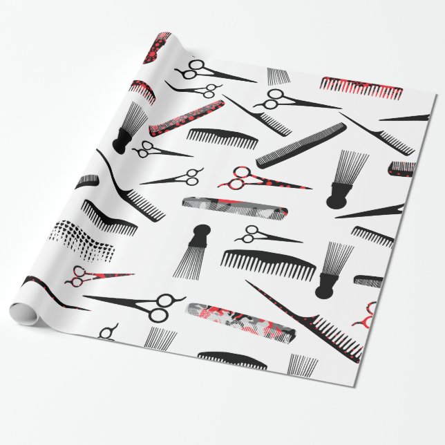 Papier Cadeau Noir rouge de cheveux naturels (Déroulé)