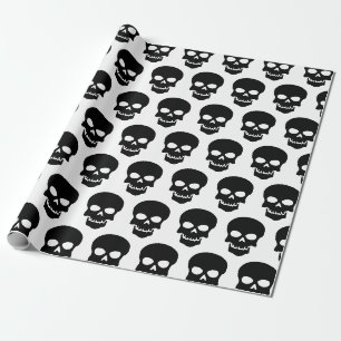 Papier Cadeau Noir sur crâne blanc