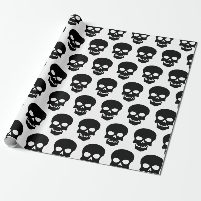Papier Cadeau Noir sur crâne blanc (Déroulé)