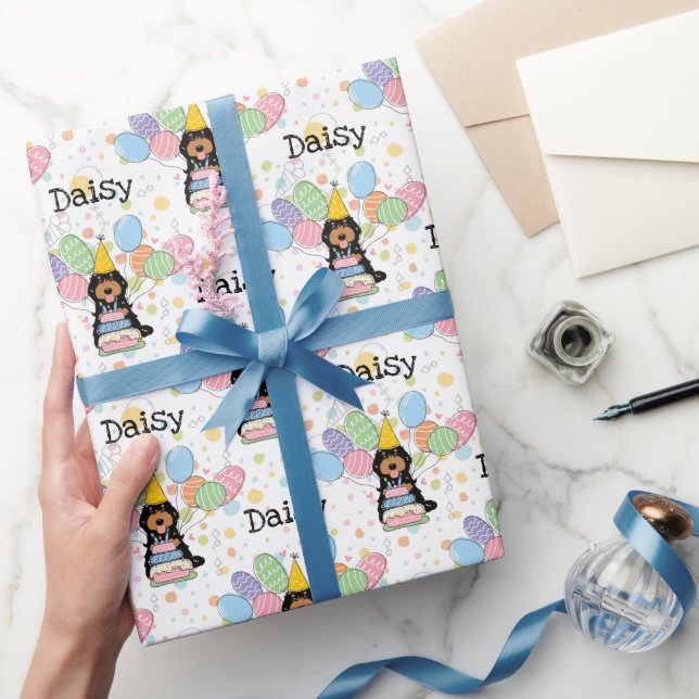 Papier Cadeau Noir Tan Cockapoo Cavapoo Chien Anniversaire (Cadeaux)