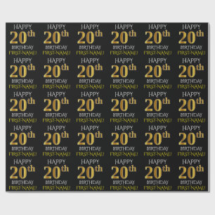 Papier Cadeau Noircissez, or le "JOYEUX 20ème ANNIVERSAIRE " de