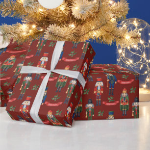 Papier Cadeau noisette de Noël festive carrelée Holiday