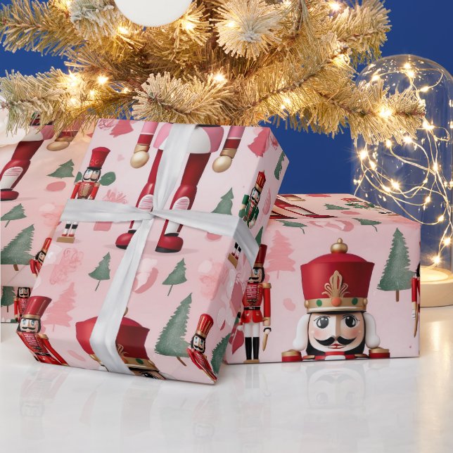 Papier Cadeau Noisette mignonne rose vert rouge Noël (Vacances)